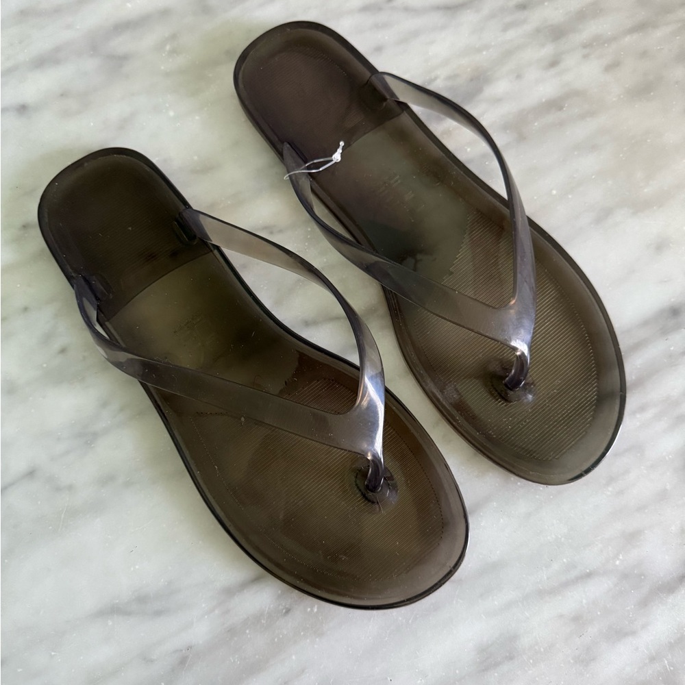 Black Gray Clear Jelly Flip Flops new